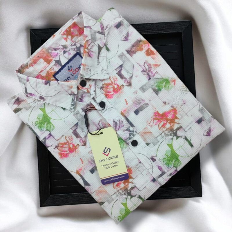 *Luxury China Magnet Cotton Signature full Sleeve Print Shirt*